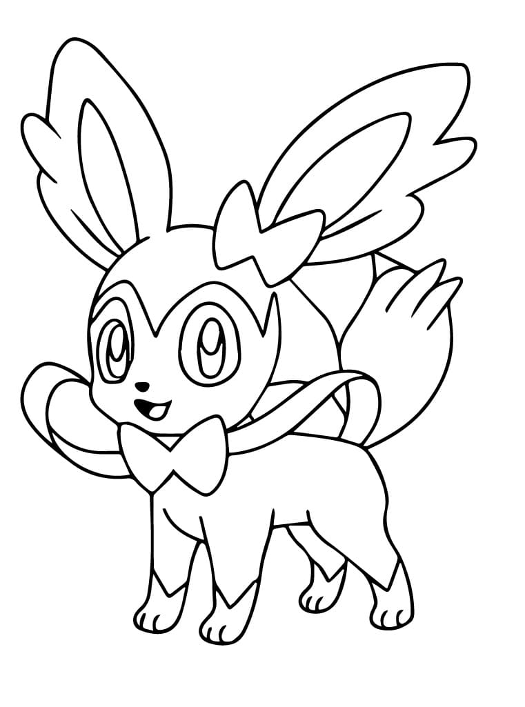 Desenho de Lindo Sylveon para Colorir e Pintar