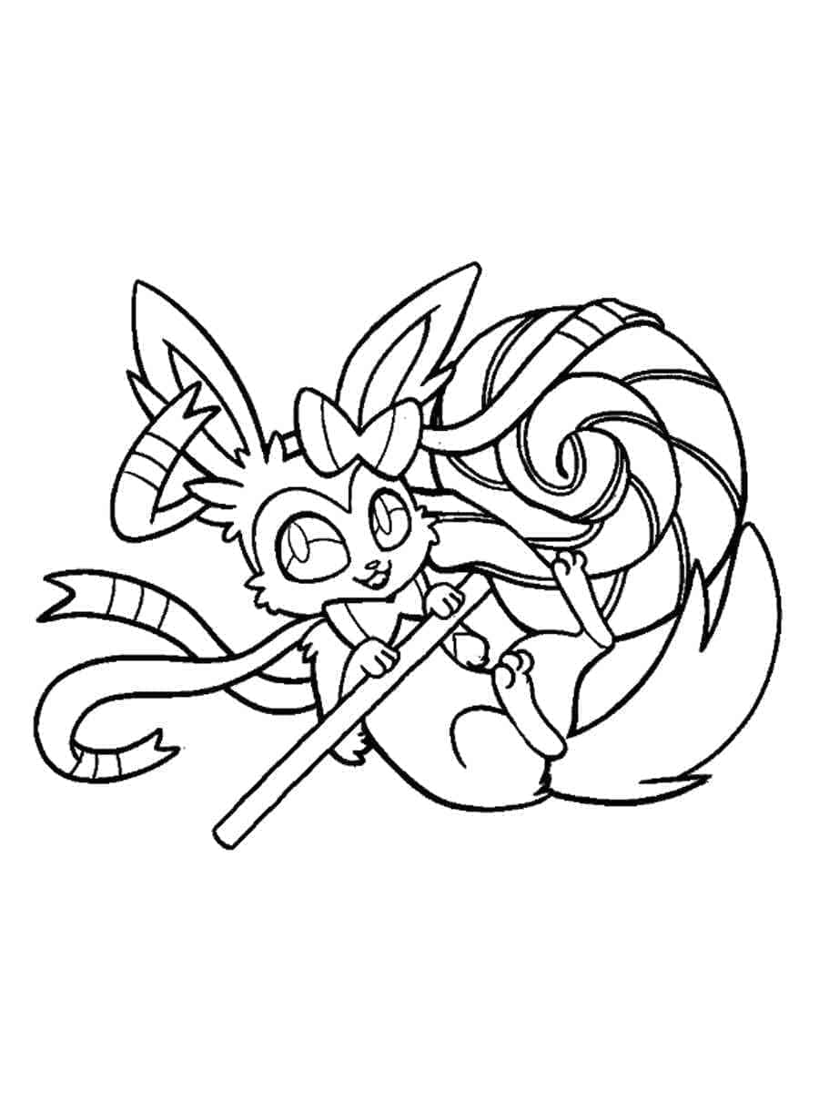 Desenho de Pequeno Sylveon para Colorir e Pintar