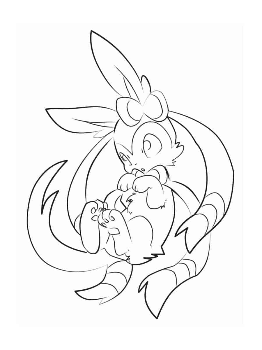 Desenho de Pokemon Sylveon para Colorir e Pintar