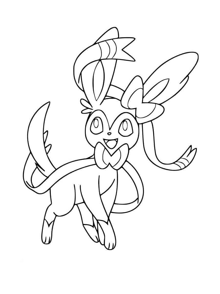 Desenho de Sylveon Alegre para Colorir e Pintar