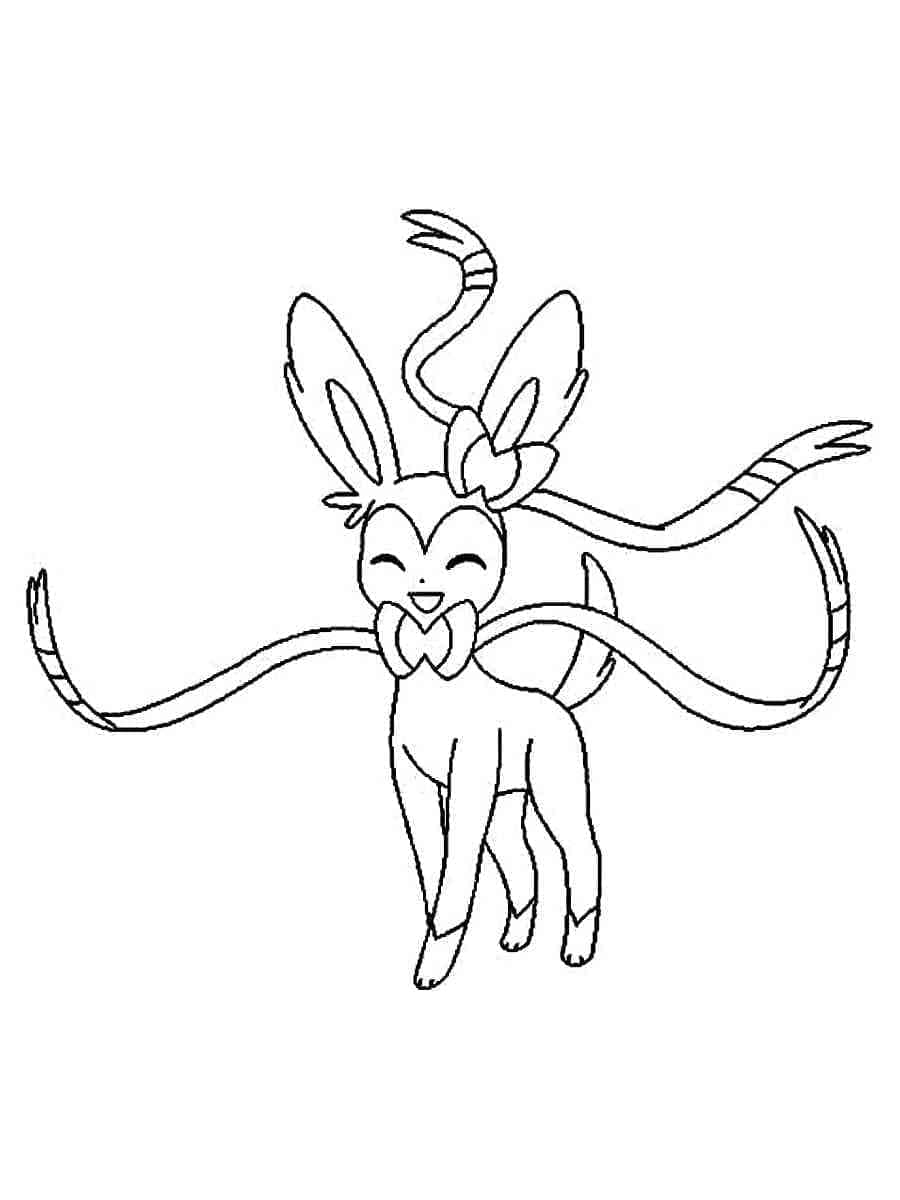 Desenho de Sylveon Amigável para Colorir e Pintar