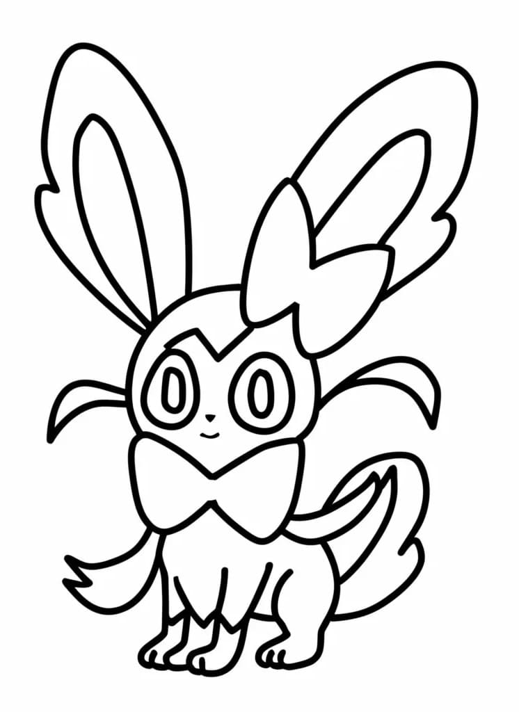 Desenho de Sylveon Fofo para Colorir e Pintar
