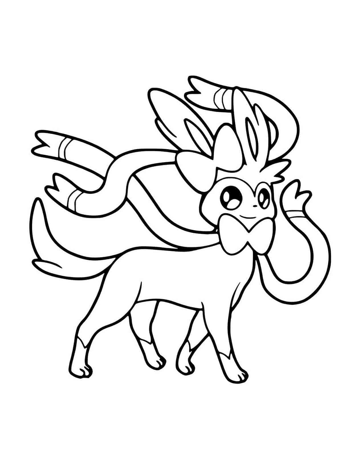 Desenho de Sylveon Kawaii para Colorir e Pintar