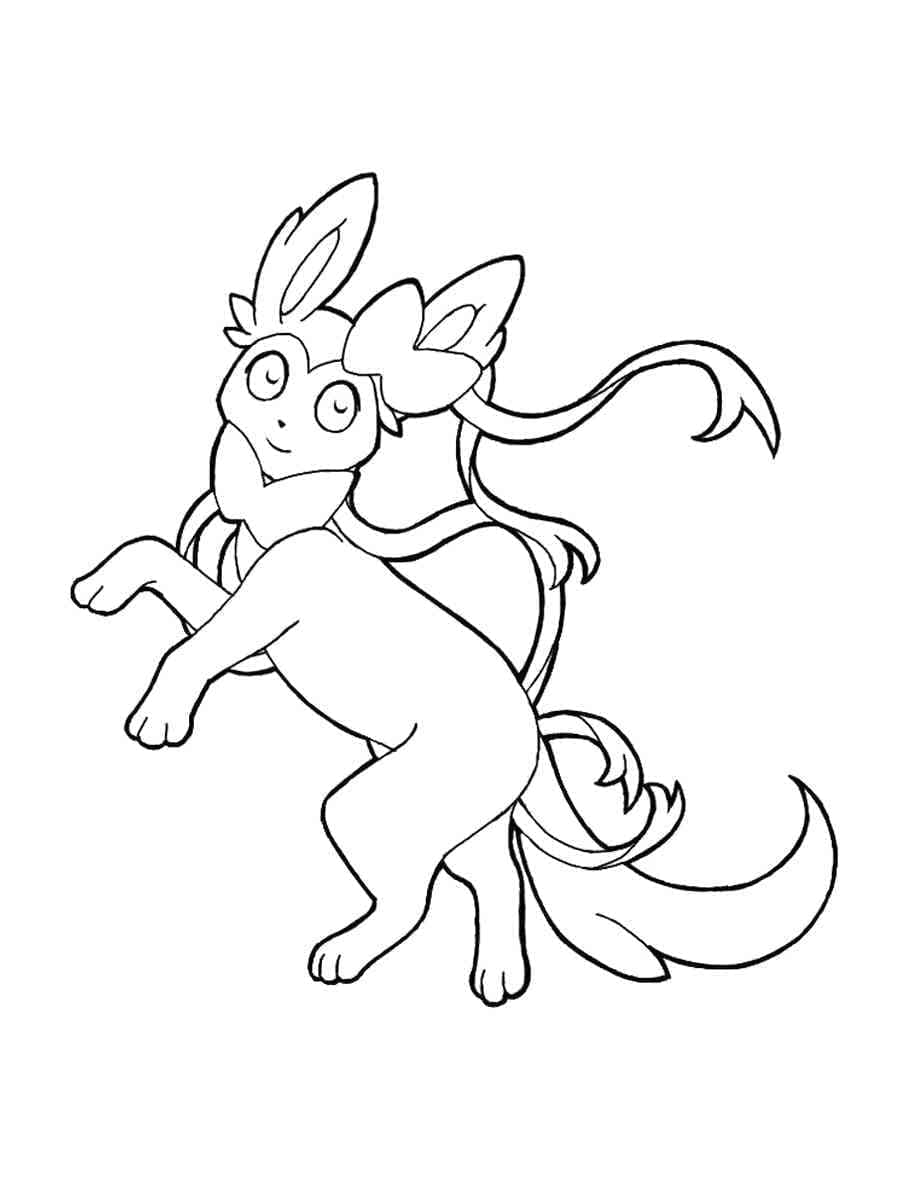 Desenho de Sylveon Pokemon para Colorir e Pintar