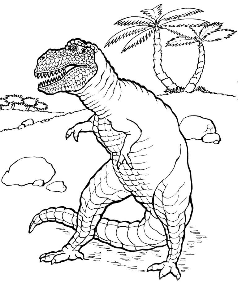 Desenho de Dinossauro T Rex Imprimivel para Colorir e Pintar