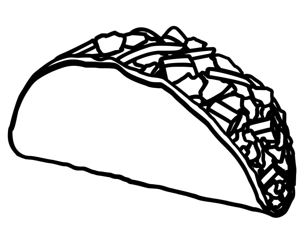 Desenho de Taco Imprimivel para Imprimir e Colorir e Pintar