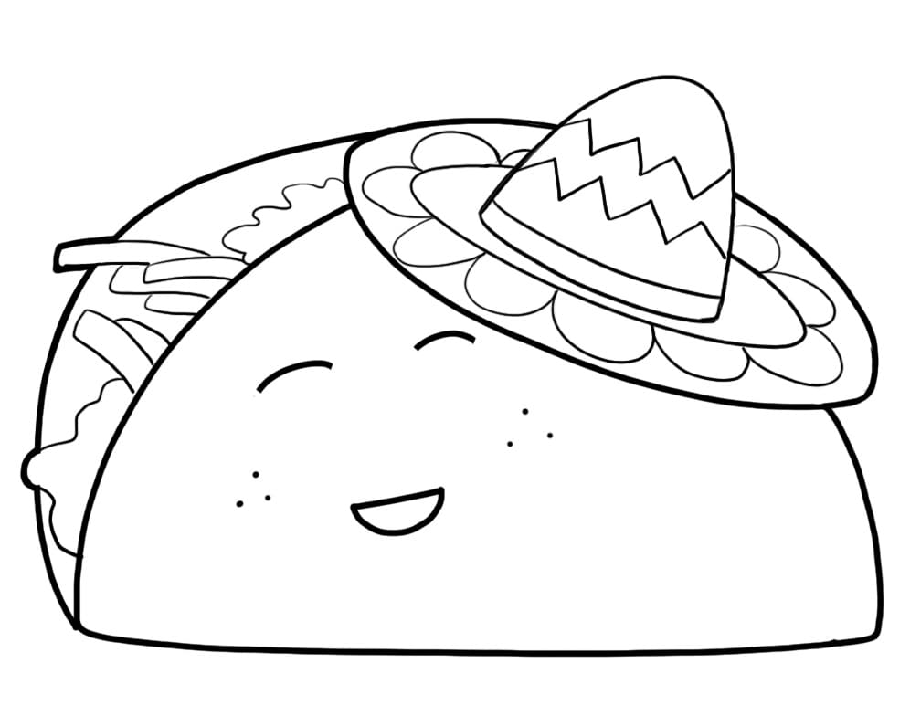 Desenho de Taco para Imprimir Download e Pintar