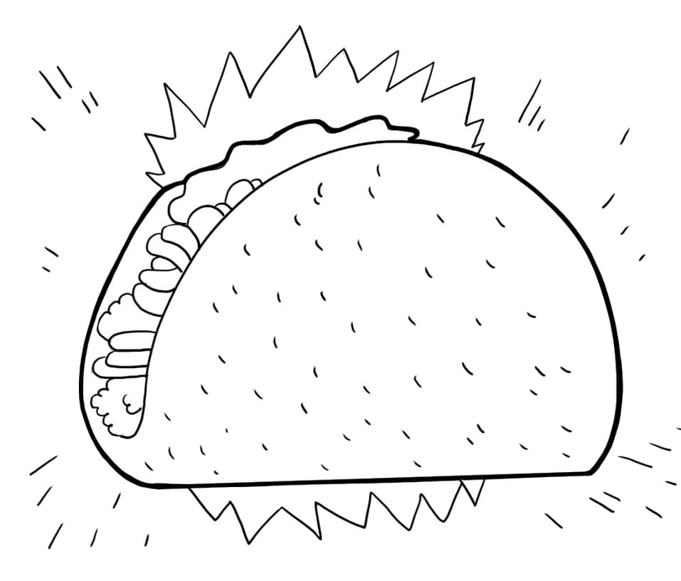 Desenho de Taco Pdf para Colorir e Pintar