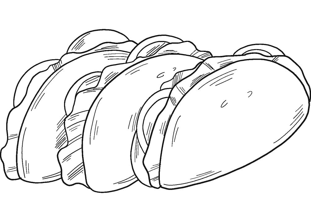 Desenho Tacos Deliciosos para Colorir e Pintar
