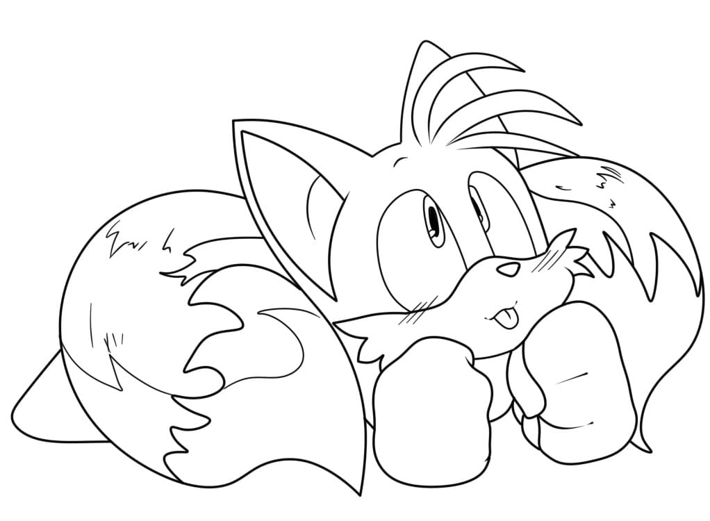 Desenho de Imprimivel Tails Sonic para Colorir e Pintar