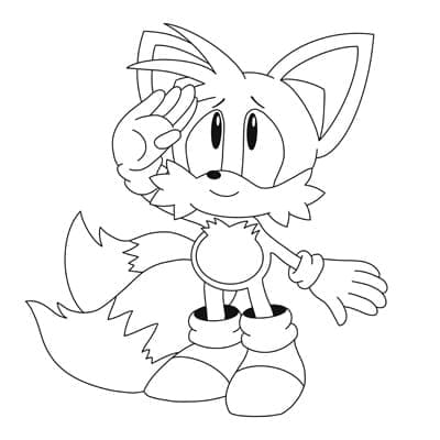 Desenho de Imprimivel Tails para Colorir e Pintar