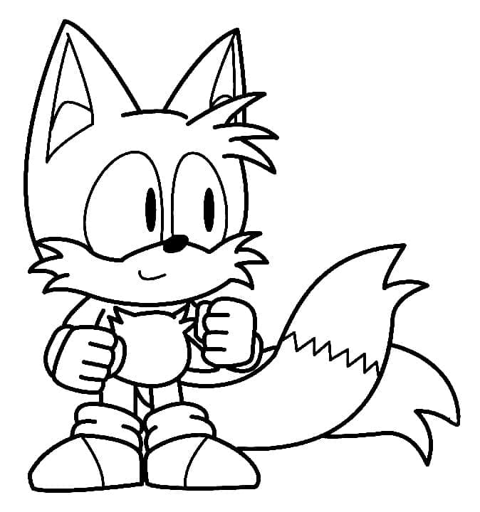 Desenho de Miles Tails de Sonic The Hedgehog para Colorir e Pintar