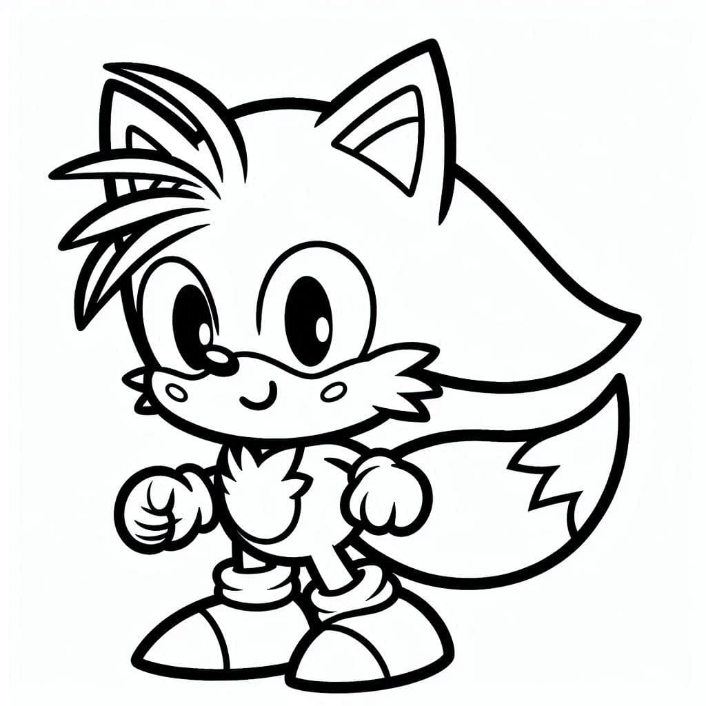 Desenho de Tails Adorável para Colorir e Pintar
