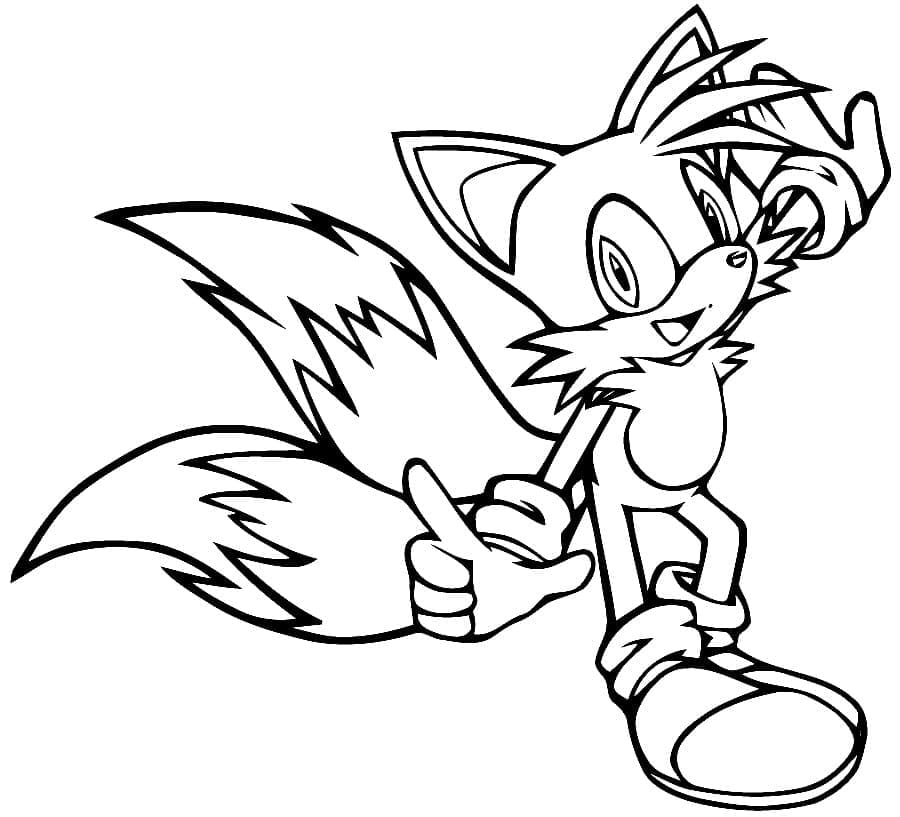Desenho de Tails Amigável para Colorir e Pintar