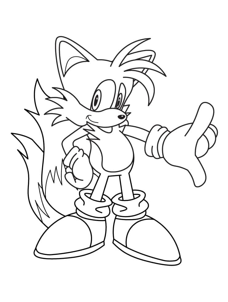 Desenho de Tails Brincalhão para Colorir e Pintar