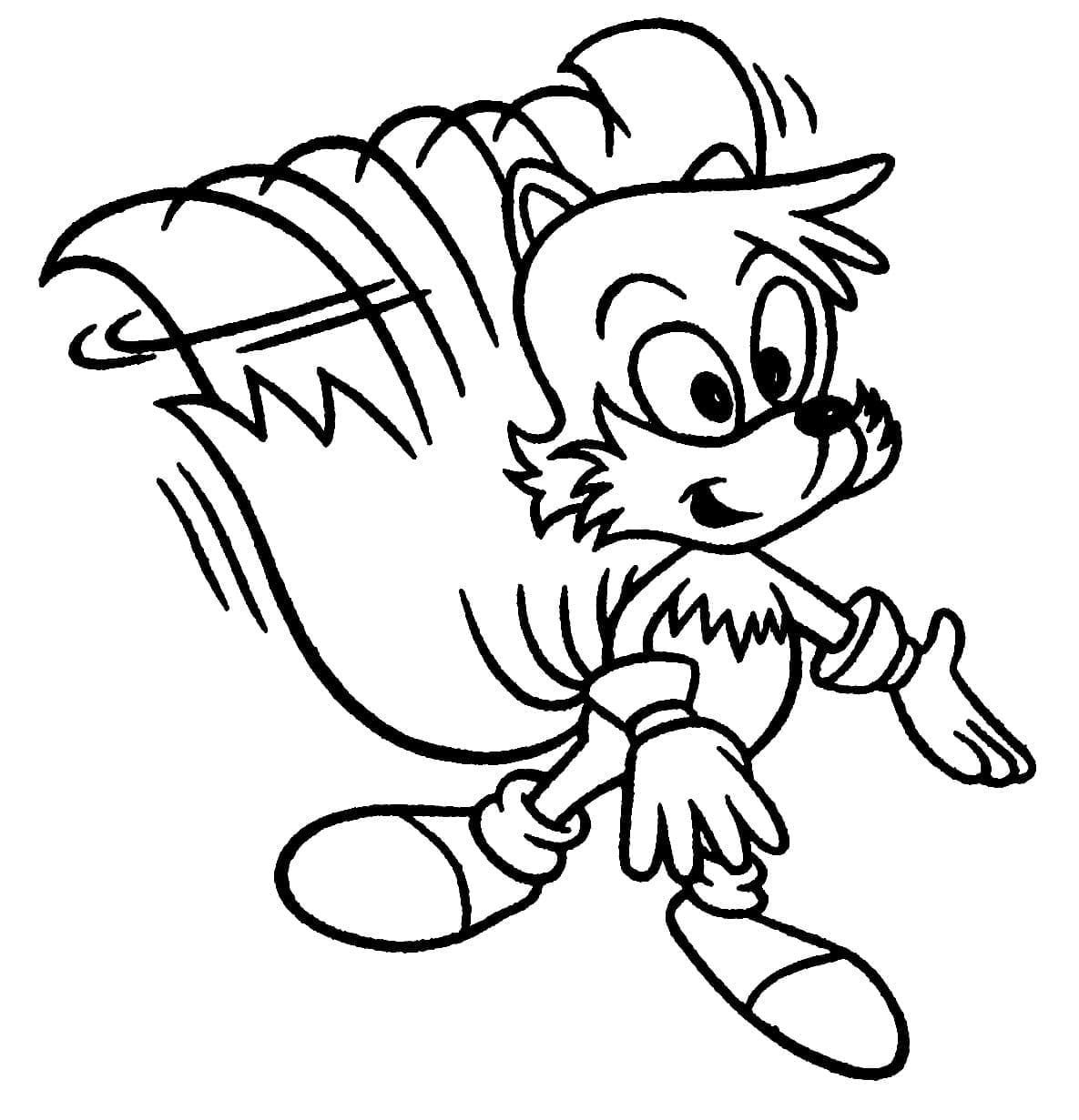 Desenho de Tails Engraçado para Colorir e Pintar