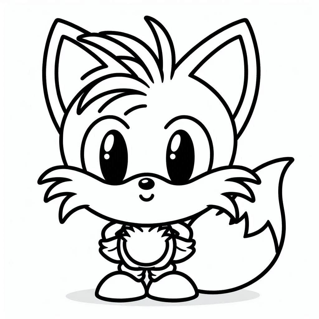 Desenho de Tails Fofo para Colorir e Pintar