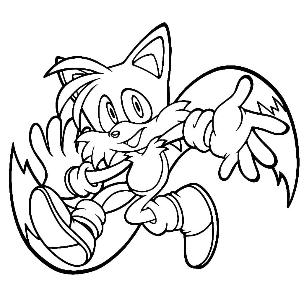 Desenho de Tails Grátis para Crianças para Colorir e Pintar