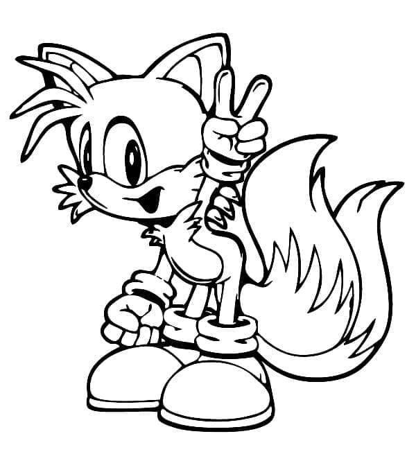 Desenho de Tails Imprimivel Grátis para Colorir e Pintar