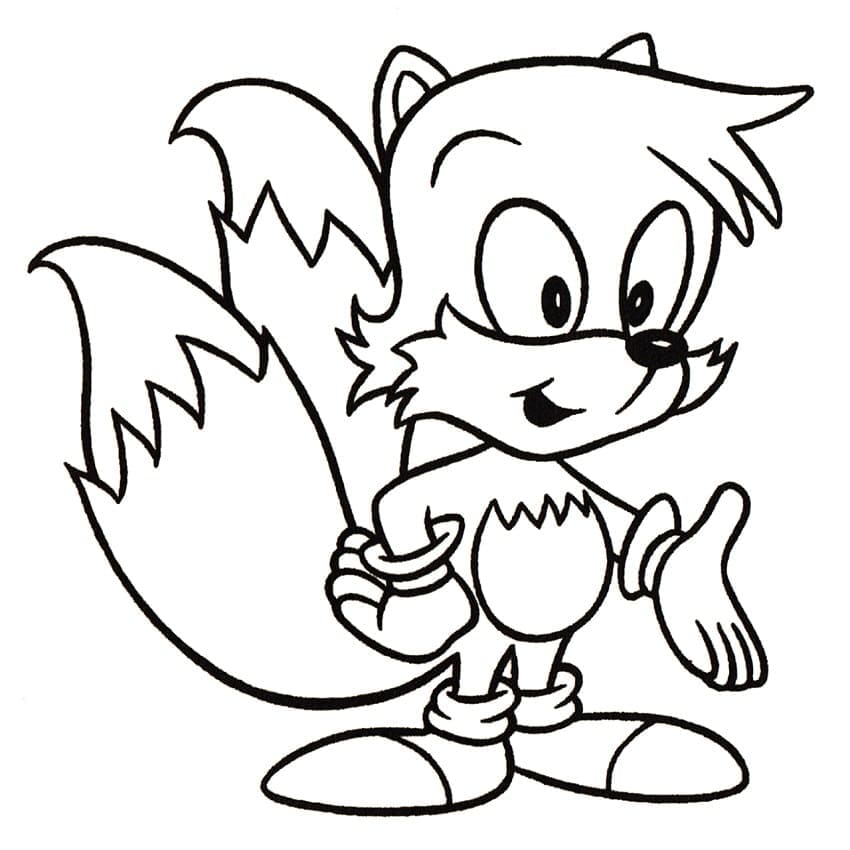 Desenho de Tails Imprimivel para Crianças para Colorir e Pintar