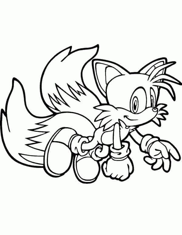 Desenho de Tails Imprimivel para Colorir e Pintar