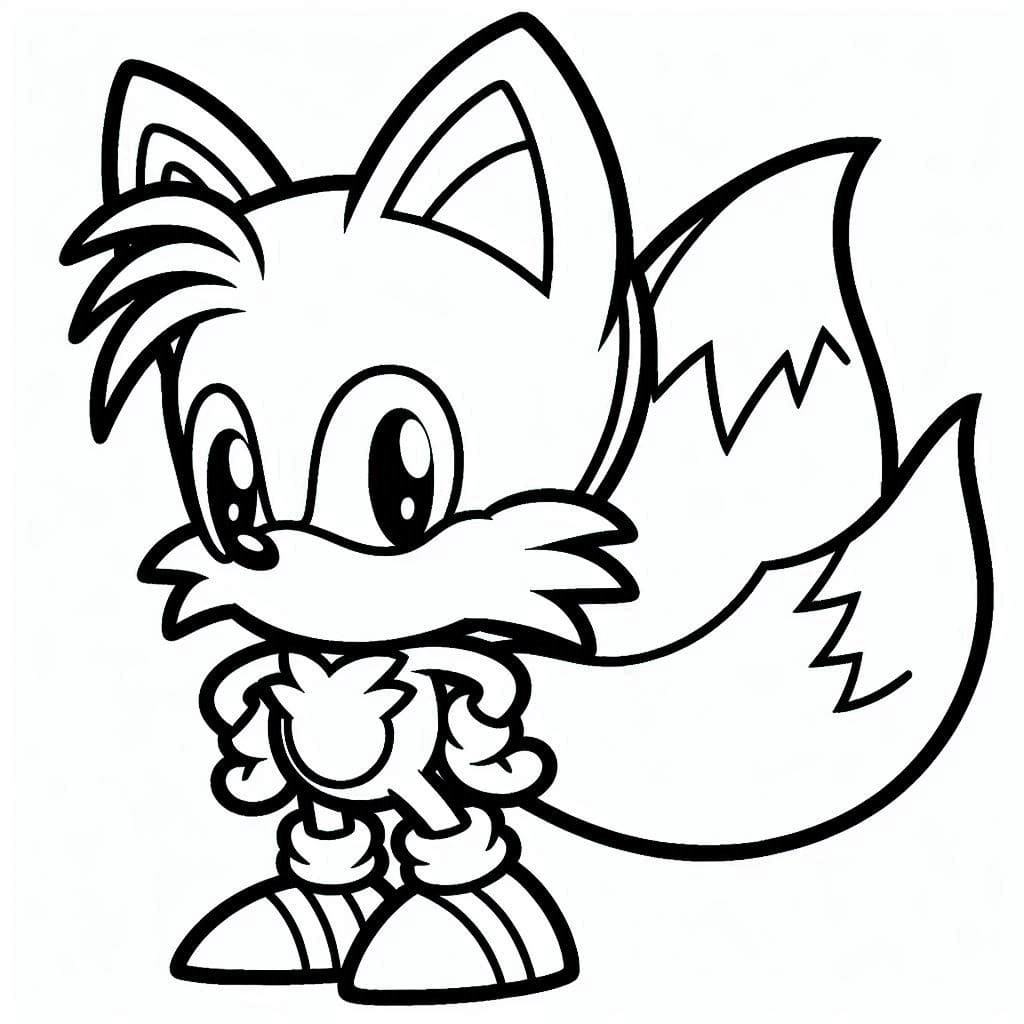 Desenho de Tails Kawaii para Colorir e Pintar