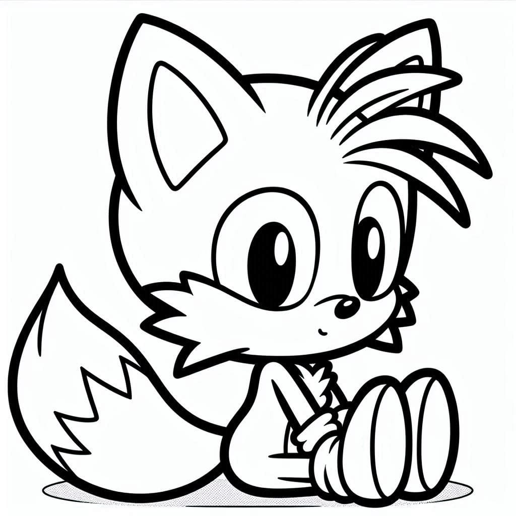 Desenho de Tails Muito Adorável para Colorir e Pintar