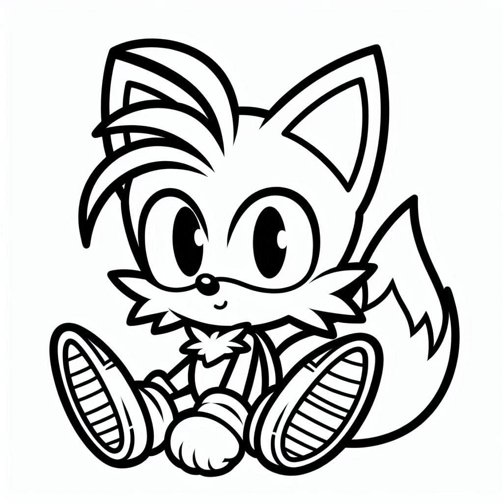 Desenho de Tails Muito Feliz para Colorir e Pintar