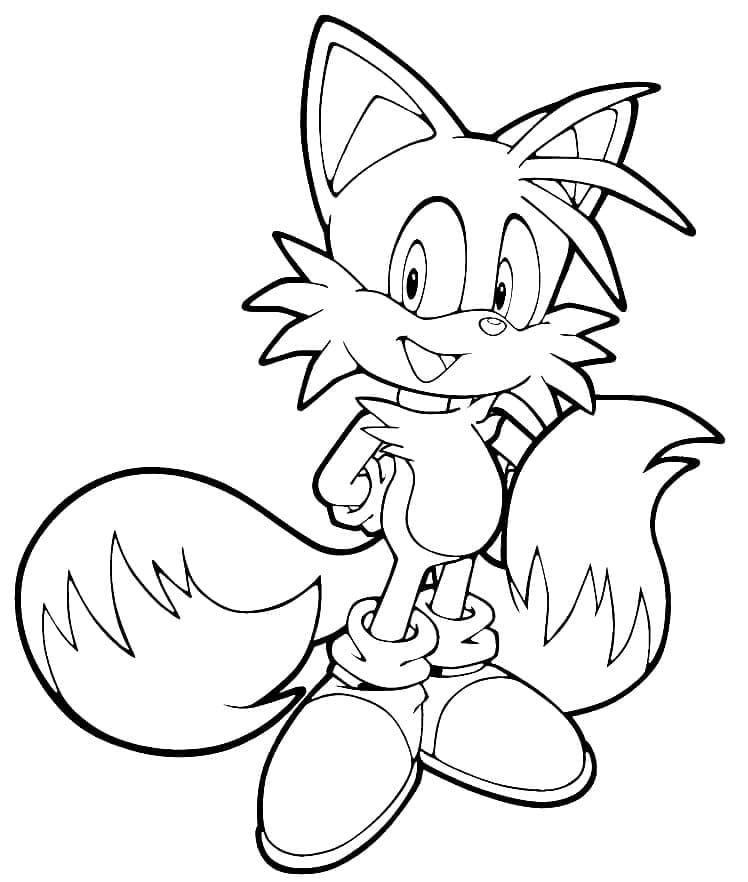 Desenho de Tails para Crianças de 1 Ano para Colorir e Pintar