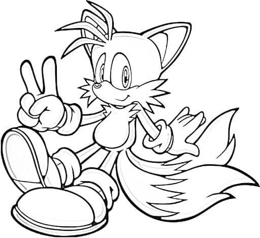 Desenho de Tails para Crianças de 3 Ano para Colorir e Pintar