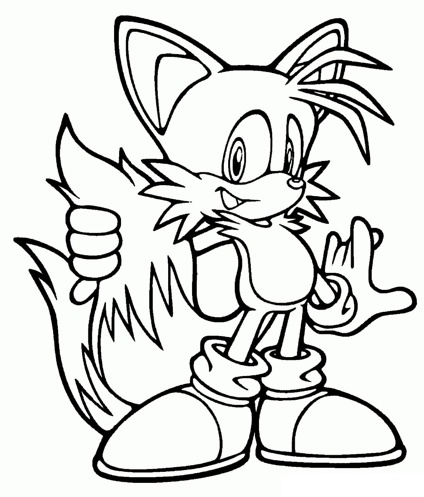 Desenho de Tails para Crianças de 6 Ano para Colorir e Pintar