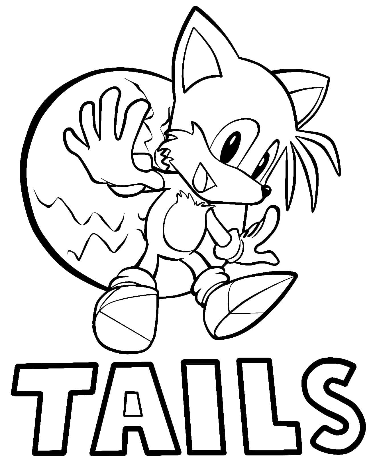 Desenho de Tails Sonic Feliz para Colorir e Pintar