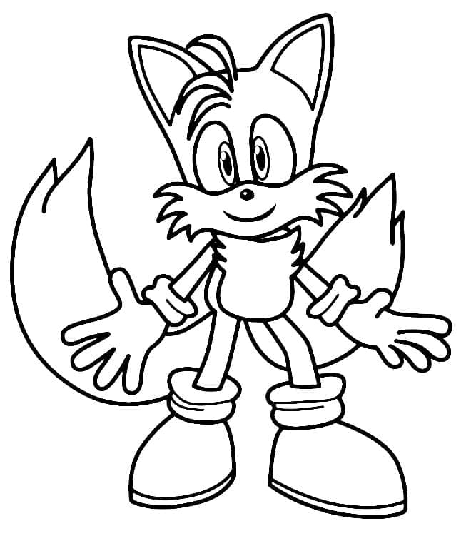 Desenho de Tails Sonic Fofo para Colorir e Pintar