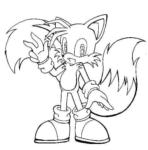Desenho de Tails Sonic Grátis para Crianças para Colorir e Pintar