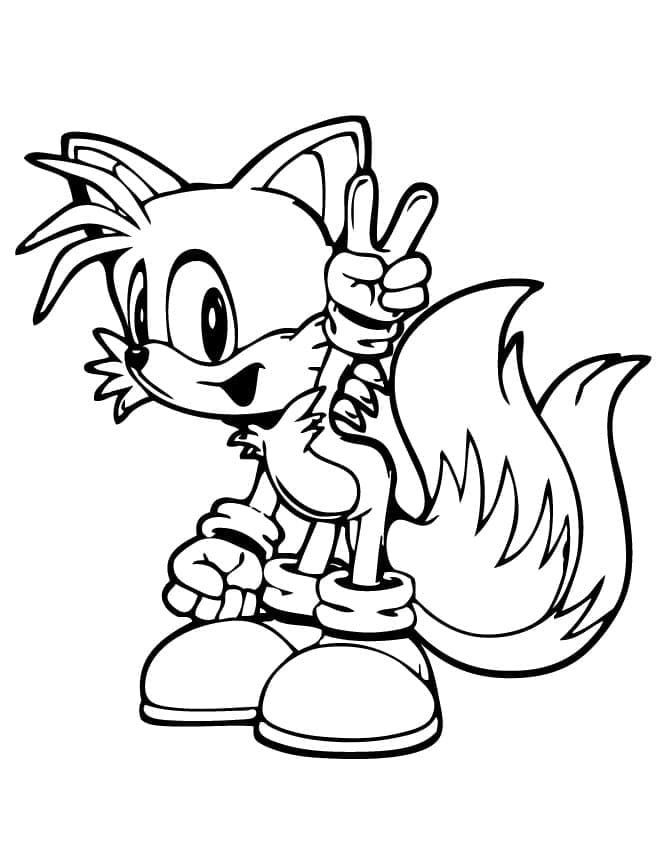 Desenho de Tails Sonic Imprimivel para Crianças para Colorir e Pintar