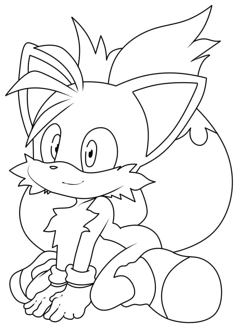 Desenho de Tails Sonic Imprimivel para Colorir e Pintar