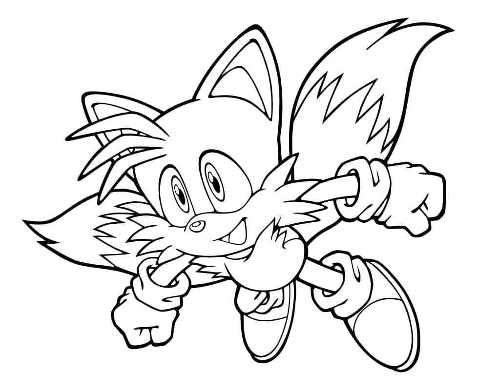 Desenho de Tails Sonic para Colorir e Pintar