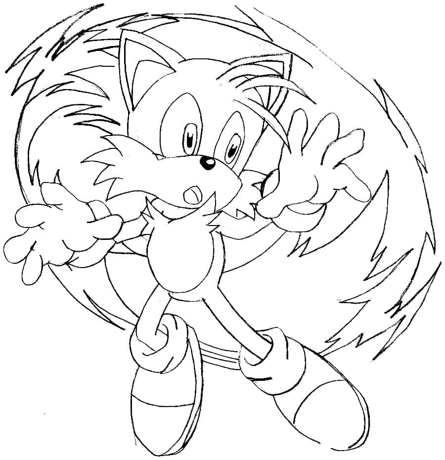 Desenho de Tails de Sonic para Colorir e Pintar