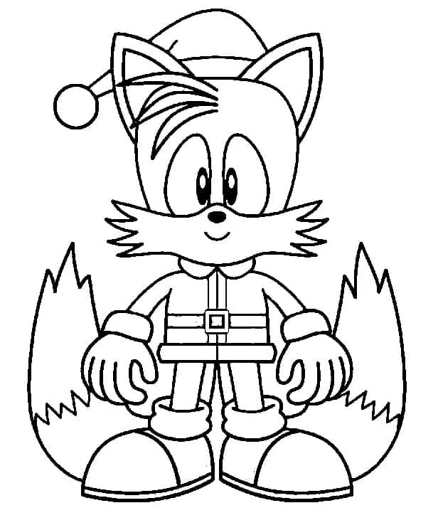 Desenho de Tails no Natal para Colorir e Pintar