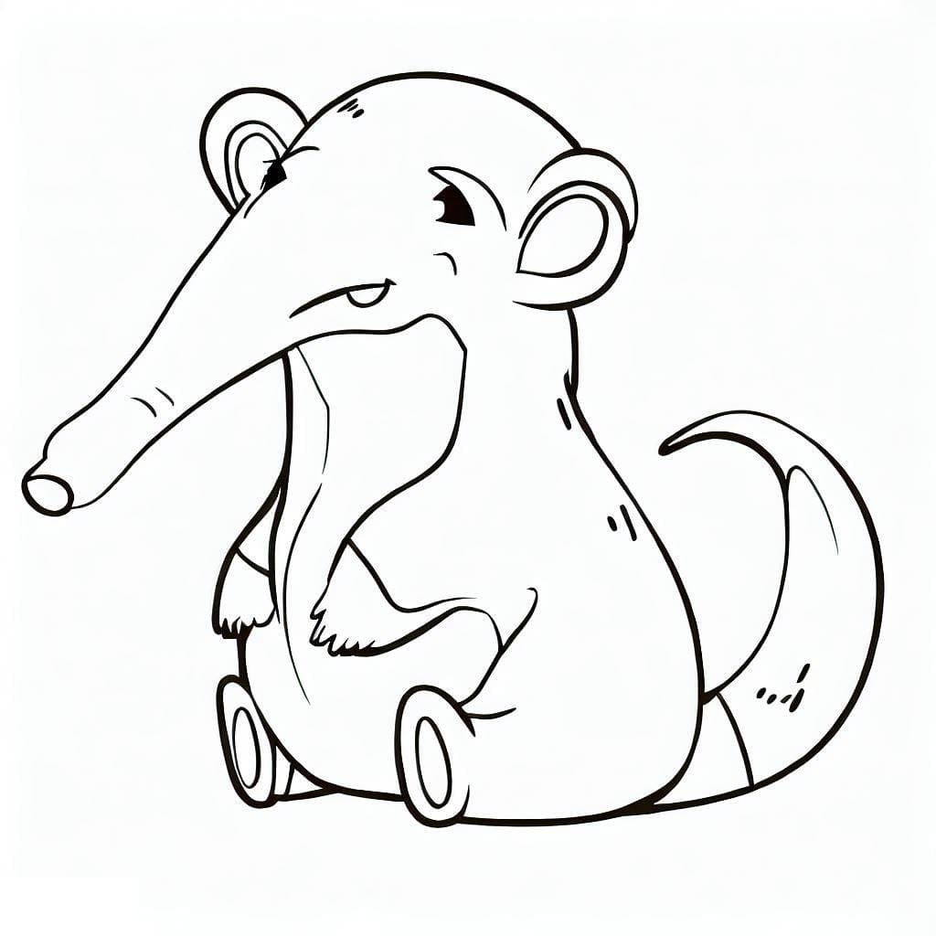 Desenho de Adorável Tamanduá para Colorir e Pintar