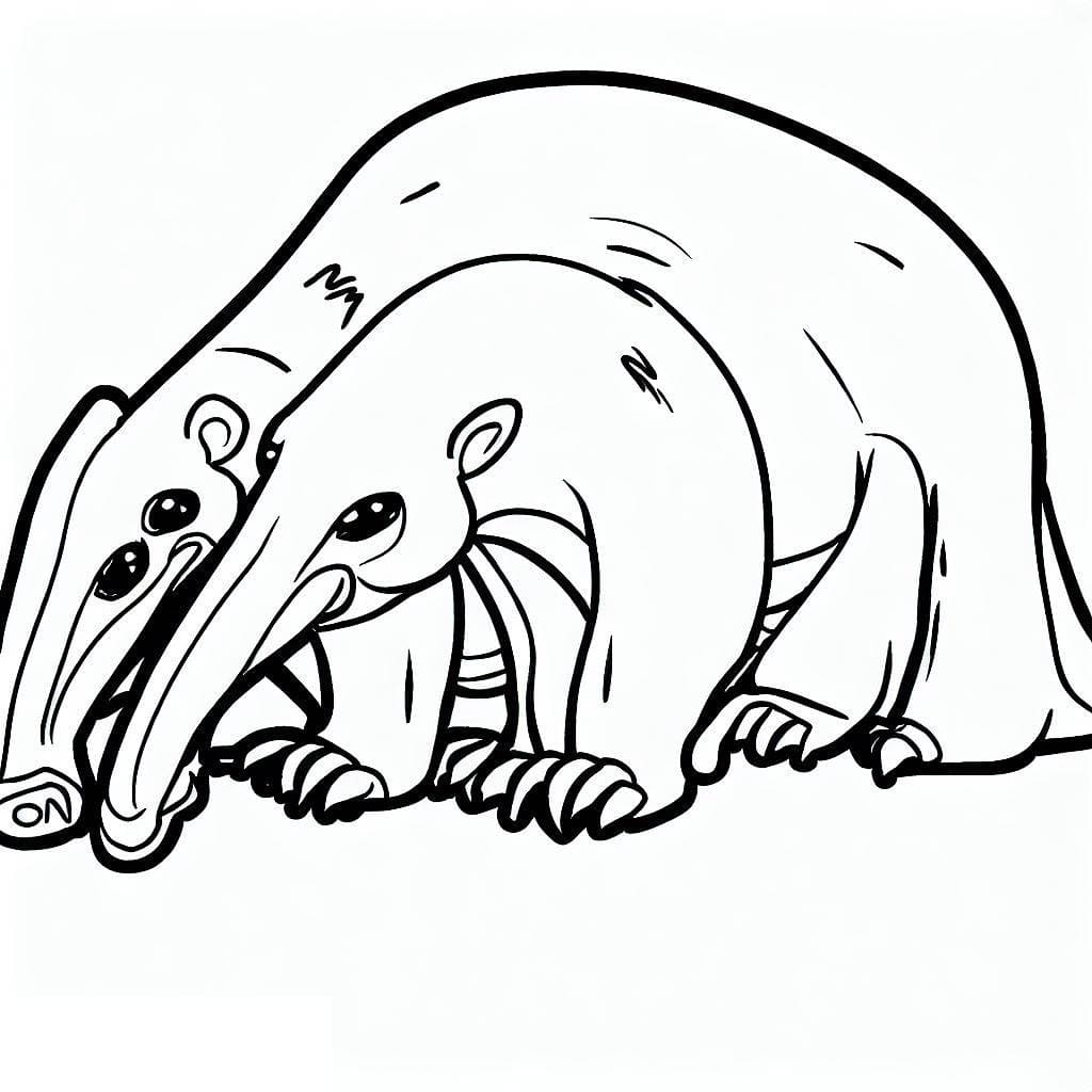 Desenho de Dois Tamanduás para Colorir e Pintar