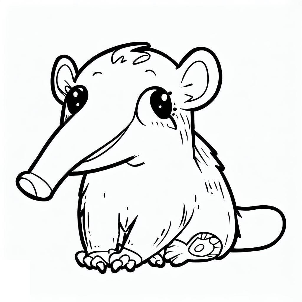 Desenho de Tamanduá Engraçado para Colorir e Pintar