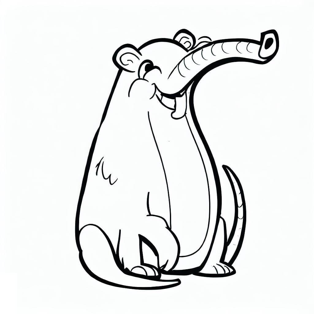 Desenho de Tamanduá Muito Engraçado para Colorir e Pintar