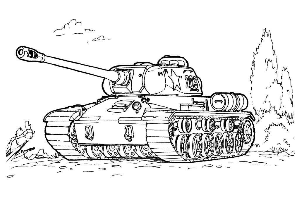 Desenho de Tanque de Combatê Grátis para Imprimir e Colorir e Pintar