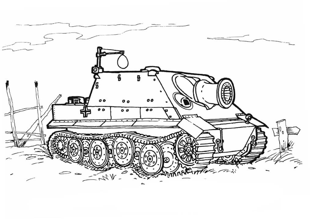 Desenho de Tanque de Guerra Download para Colorir e Pintar