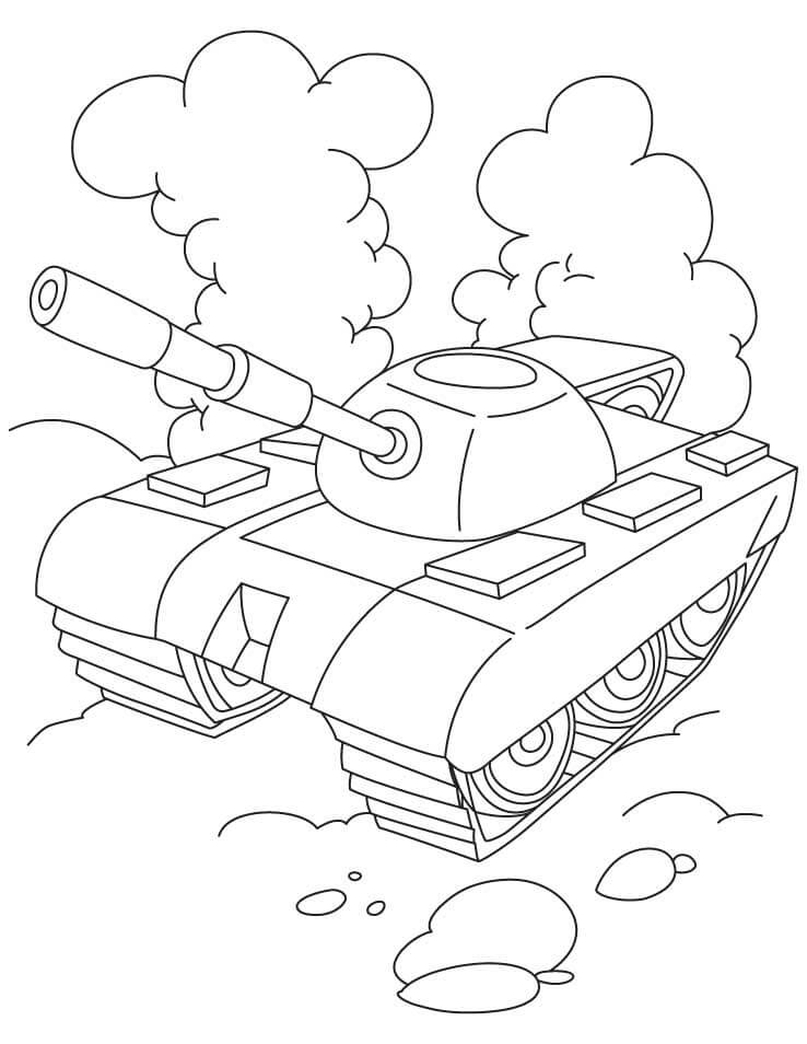 Desenho de Tanque de Guerra Imprimivel para Colorir e Pintar