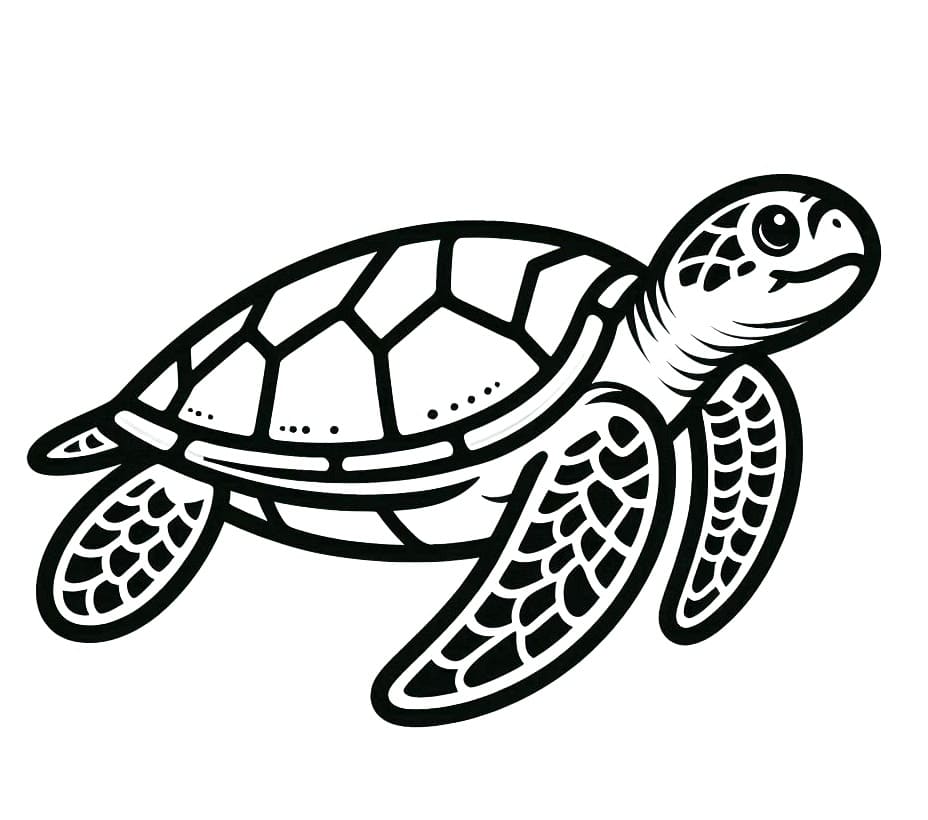 Desenho de Foto de Tartaruga Marinha para Colorir e Pintar