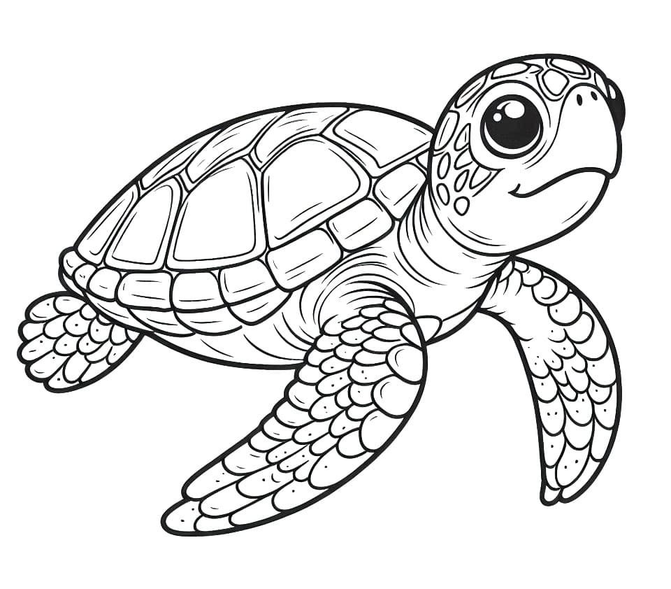 Desenho de Imagem de Tartaruga Marinha para Colorir e Pintar