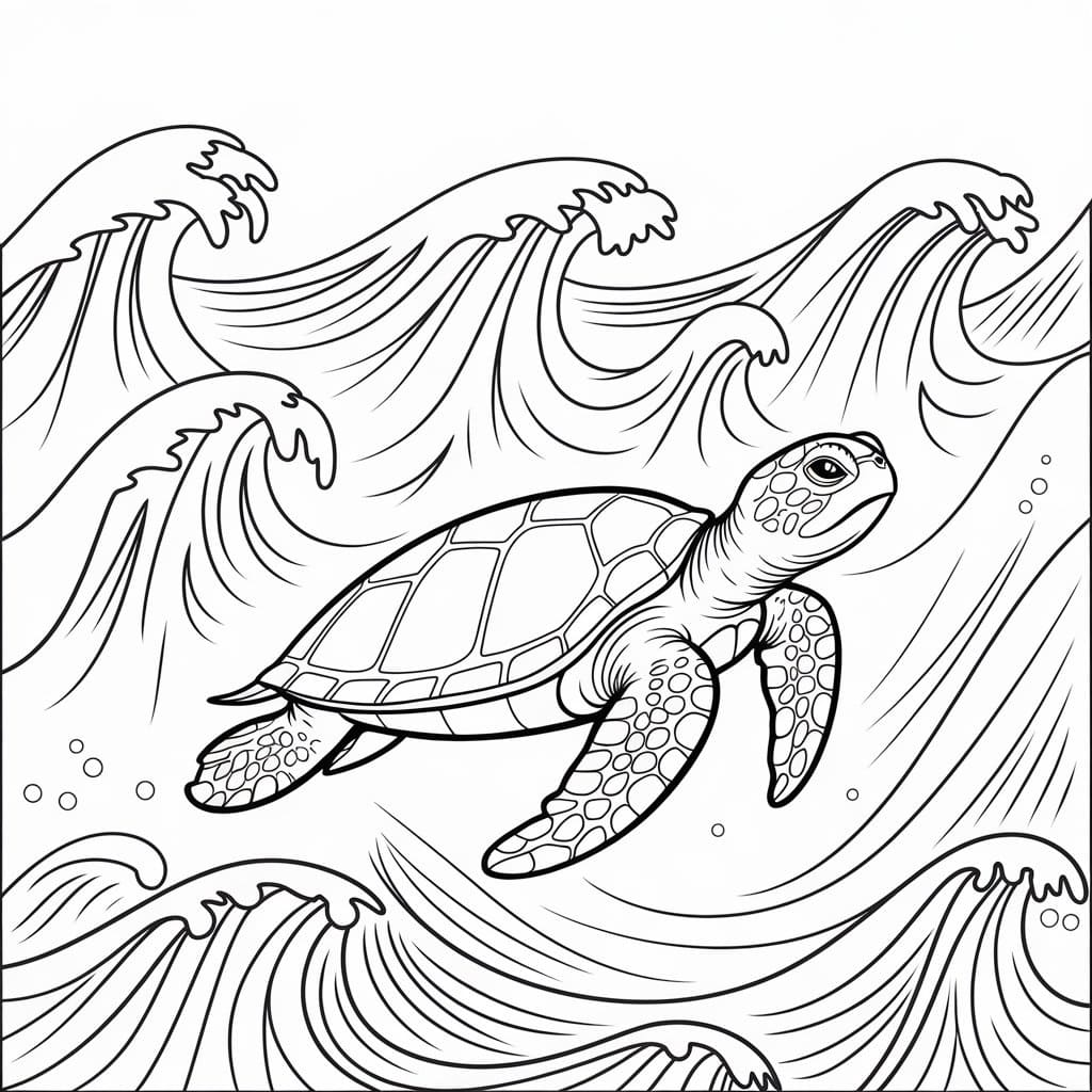 Desenho de Pintura de Tartaruga Marinha para Colorir e Pintar