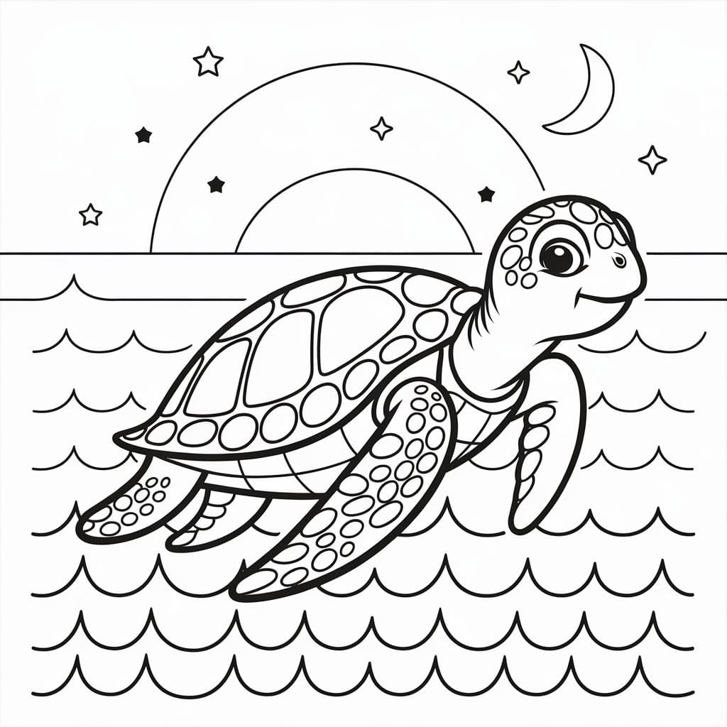 Desenho de Tartaruga Marinha Grátis para Colorir e Pintar